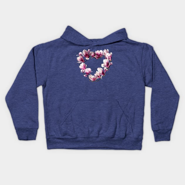 Magnolias - Magnolia Heart Kids Hoodie by SusanSavad